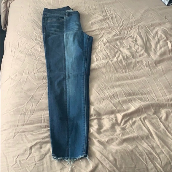 Two Tone Panel Skinny Cropped Jeans - Picture 3 of 3